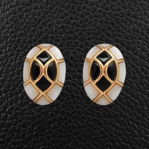 Custom designed earrings for personal touch -Enamel & Gold Plated Estate Earrings