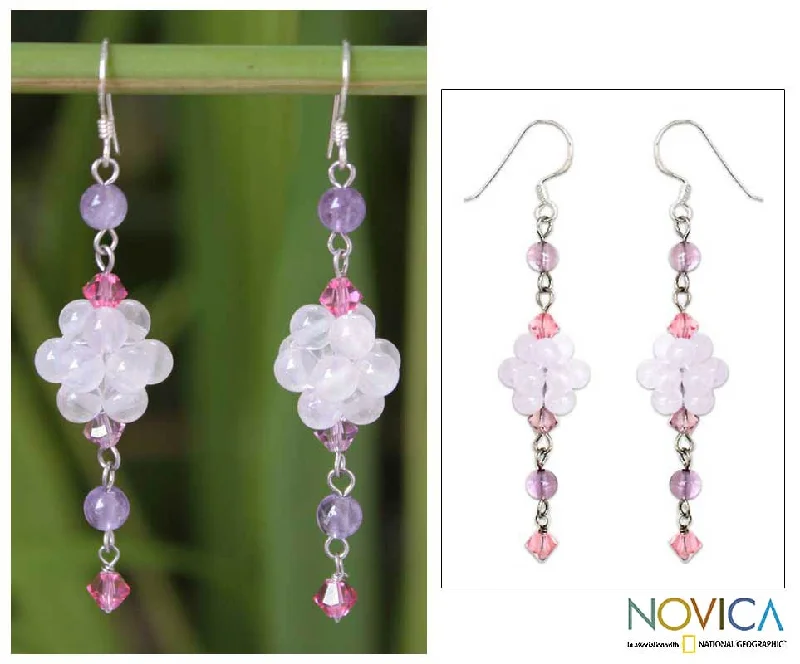 High-quality pearl earrings for weddings -Enchanted Bloom Multi-Gem Quartz Dangle Earrings