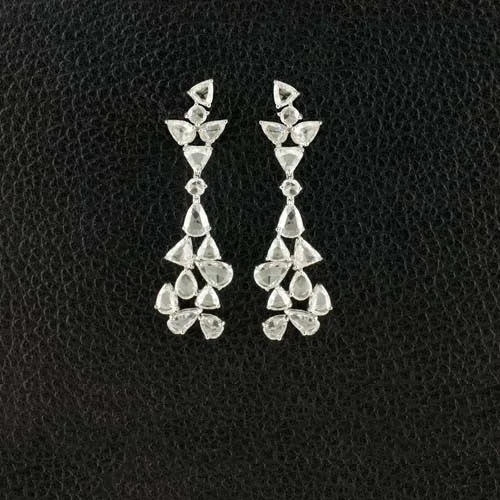 Hoop earrings for daily use -Fancy Shaped Diamond Dangle Earrings