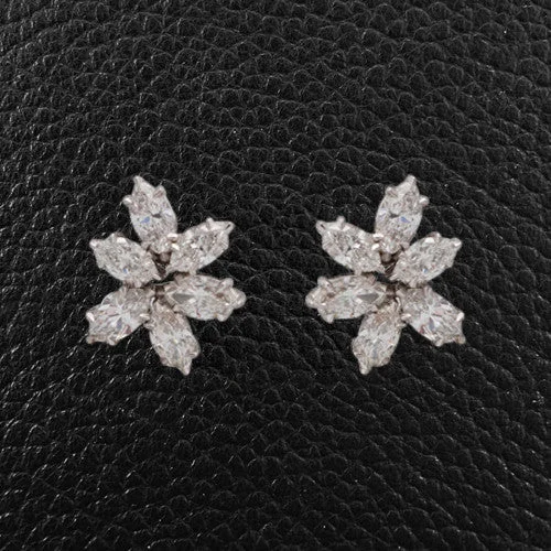 Flower-shaped earrings for feminine style -Marquise Diamond Earrings