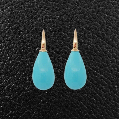 Sparkly stud earrings for everyday shine -Pear shaped Turquoise Earrings