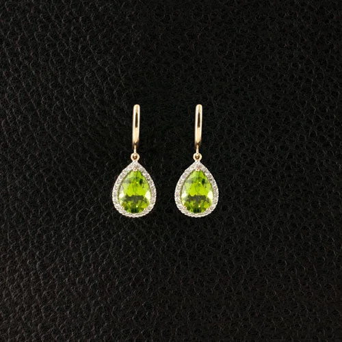 Bold round earrings for modern women -Peridot & Diamond Dangle Earrings