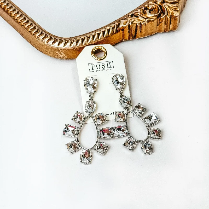 Ethnic earrings for cultural style -Posh by Pink Panache | Silver Tone Crystal Teardrop Earrings