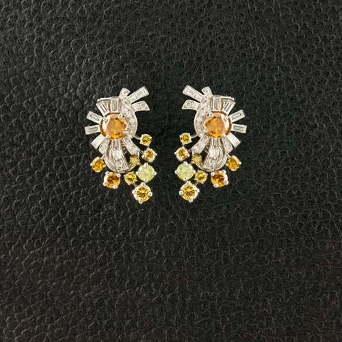 14k gold earrings for refined style -Raymond Yard Estate Diamond Earrings