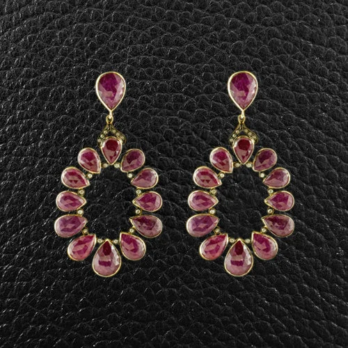 Fashionable ear cuffs for unique touch -Ruby & Diamond Dangle Earrings