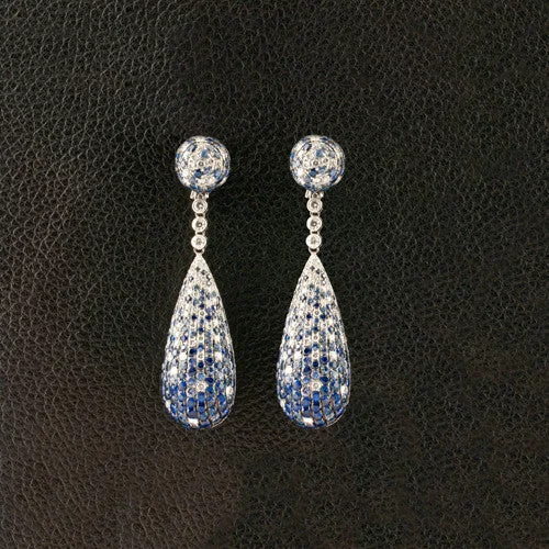 Dangle earrings for special occasions -Sapphire & Diamond Drop Earrings