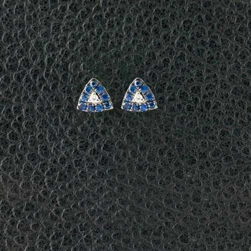 Fashionable hoop earrings for night outs -Sapphire & Diamond Triangle Earrings