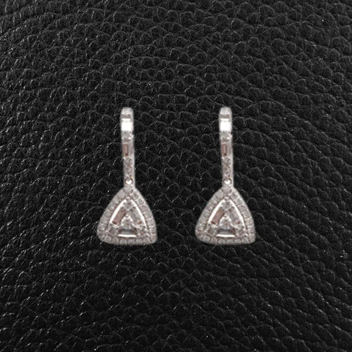 Crystal earrings for evening events -Triangular Dangle Diamond Earrings