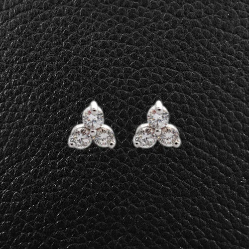 Sparkling stud earrings for brides -Triple Diamond Earrings