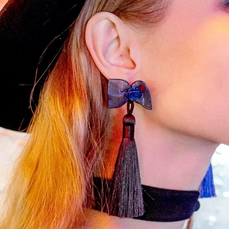 Art deco earrings for vintage lovers -Women's Bow Knot Tassel Earrings (Single)