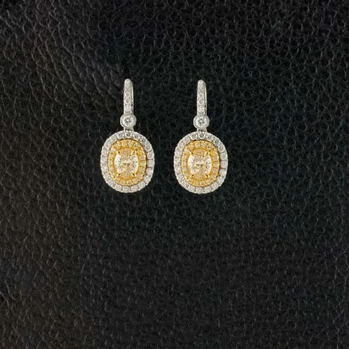 Bold round earrings for modern women -Yellow & White Diamond Dangle Earrings