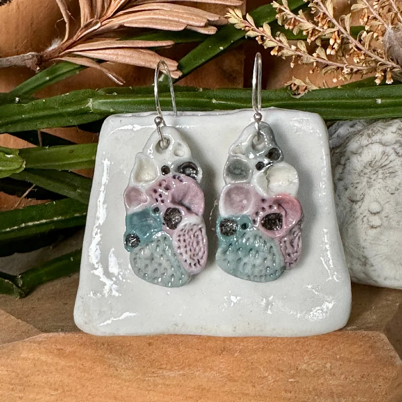 Dangle earrings for special occasions -Hand Made Porcelain ‘Rock Coral’ earrings